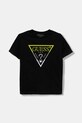 Guess t-shirt bawełniany dziecięcy aplikacja czarny L5YI07.K8HM4.9BYA