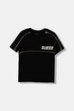 Guess t-shirt bawełniany dziecięcy aplikacja czarny L5YI33.I3Z14.9BYA
