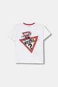 Guess t-shirt bawełniany dziecięcy nadruk biały N5YI00.K8HM4.9BYA
