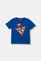 Guess t-shirt bawełniany dziecięcy nadruk niebieski N5YI00.K8HM4.9BYA