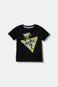 Guess t-shirt bawełniany dziecięcy nadruk czarny N5YI00.K8HM4.9BYA