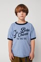 Bobo Choses t-shirt bawełniany dziecięcy Go Bobo nadruk niebieski 225AC001
