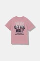 Παιδικό βαμβακερό μπλουζάκι Vans Metal Wall SS στάμπα ροζ VN000R03EN71