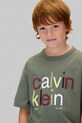 Chłopiec Calvin Klein Jeans t-shirt bawełniany dziecięcy IB0IB02578.104.116.9BYA zielony