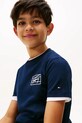 Chłopiec Tommy Hilfiger t-shirt bawełniany dziecięcy KB0KB09932.128.176.9BYA granatowy