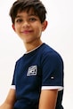 Chłopiec Tommy Hilfiger t-shirt bawełniany dziecięcy KB0KB09932.128.176.9BYA granatowy