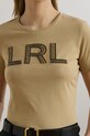 Bombažna kratka majica Lauren Ralph Lauren bež 200971125