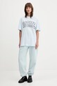 Rotate t-shirt bawełniany 114392184 niebieski AW25