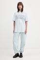 Rotate t-shirt bawełniany 114392184 niebieski AW25