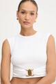 Βαμβακερό μπλουζάκι Elisabetta Franchi λευκό MA01656E2