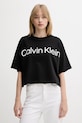 Βαμβακερό μπλουζάκι Calvin Klein στάμπα μαύρο LV044C903G