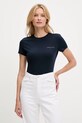 Tommy Jeans pamut póló pamut sötétkék DW0DW21164
