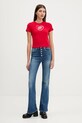 Tommy Jeans pamut póló DW0DW21390 piros AW25