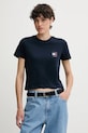 Tommy Jeans tricou din bumbac DW0DW21423 bleumarin AW25