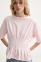 Gestuz T-shirt damski bawełniany z elastanem różowy 10910147
