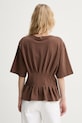 Odzież Gestuz T-shirt damski bawełniany z elastanem 10910147 brązowy