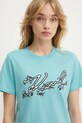 Karl Lagerfeld t-shirt bawełniany turkusowy A3W17018