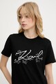 Karl Lagerfeld pamut póló fekete A3W17018