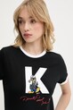 Karl Lagerfeld pamut póló KL X DISNEY fekete A3W17089