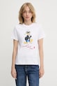 Bombažna kratka majica Karl Lagerfeld KL X DISNEY Potisk bela A3W17090