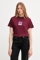 Calvin Klein Jeans tricou din bumbac print burgundia LV047C864G