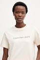 Calvin Klein Jeans t-shirt damski bawełniany beżowy LV047C912G