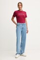 Bavlněné tričko Calvin Klein Jeans LV047C912G burgundské AW25