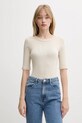Calvin Klein Jeans t-shirt z elastanem beżowy LV044C204G