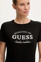 Бавовняна футболка Guess NINA чорний V5YI12.J1314