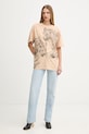Guess t-shirt bawełniany W5YI09.K6XN4 beżowy AW25