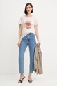 Guess t-shirt bawełniany W5YI32.K9RM1 beżowy AW25