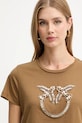Pinko t-shirt bawełniany brązowy 100535.A2RN