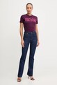 Bavlnené tričko Versace Jeans Couture 79HAHE05.CJ00E fialová AW25
