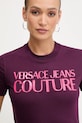 Bavlnené tričko Versace Jeans Couture fialová 79HAHE05.CJ00E