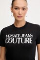 Bavlněné tričko Versace Jeans Couture černá 79HAHE05.CJ00E