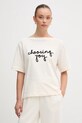 United Colors of Benetton t-shirt bawełniany aplikacja beżowy 35P5D10AV