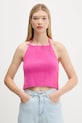 Top adidas Originals Fluffy Halter με ελαστάν μωβ JW6002