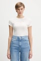 Tommy Jeans tricou din bumbac imprimeu bej DW0DW21550