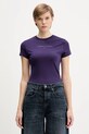Tommy Jeans t-shirt bawełniany nadruk fioletowy DW0DW21550