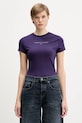 Tommy Jeans tricou din bumbac imprimeu violet DW0DW21550