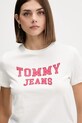 Tommy Jeans t-shirt bawełniany beżowy DW0DW21966