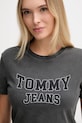 Oblečenie Bavlnené tričko Tommy Jeans DW0DW21966 sivá