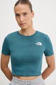 Kratka majica The North Face Crop S/S Tee turkizna NF0A55AOBQ51