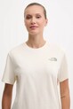 Βαμβακερό μπλουζάκι The North Face μπεζ NF0A87NKEBE1