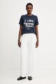 Bavlnené tričko Weekend Max Mara CLOWN 2525976012600 tmavomodrá AW25