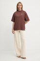 Bavlněné tričko Just Cavalli 79PAHT06.CJ518 hnědá AW25