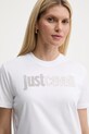 Just Cavalli t-shirt bawełniany biały 79PAHE23.CJ110