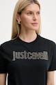 Bavlněné tričko Just Cavalli černá 79PAHE23.CJ110