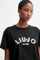 Liu Jo t-shirt bawełniany czarny UF5260.JS923