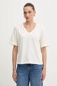 Liu Jo t-shirt bawełniany regular beżowy TF5143.JS003